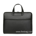 Custom logo black pu leather waterproof laptop briefcase 15 inch business laptop bag men briefcase with front pocket